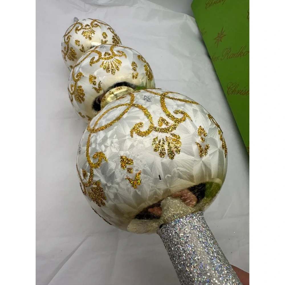 Christopher Radko White‎ Fascination Finial Tree Topper 1012614 16.5